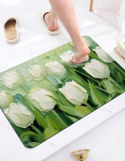 3D Flower Printed Door Mat  Home Office Entrance Door Floor Mat ( Pack Of 2 )