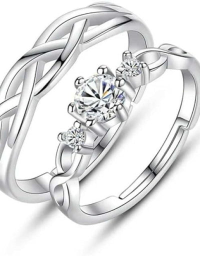 silver stylish king Queen design Copper Silver Plated Ring Set